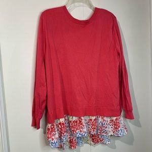 Time & tru open back floral sweater